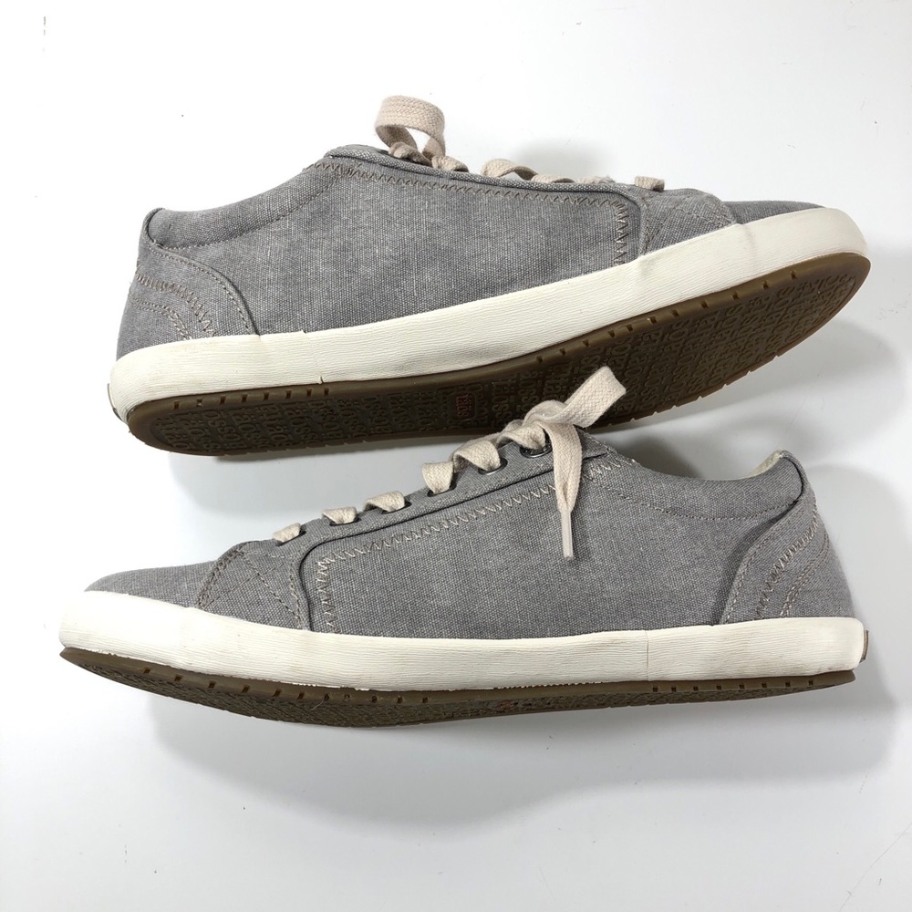 Taos Gray Canvas Lace Up Sneakers Size 7.5